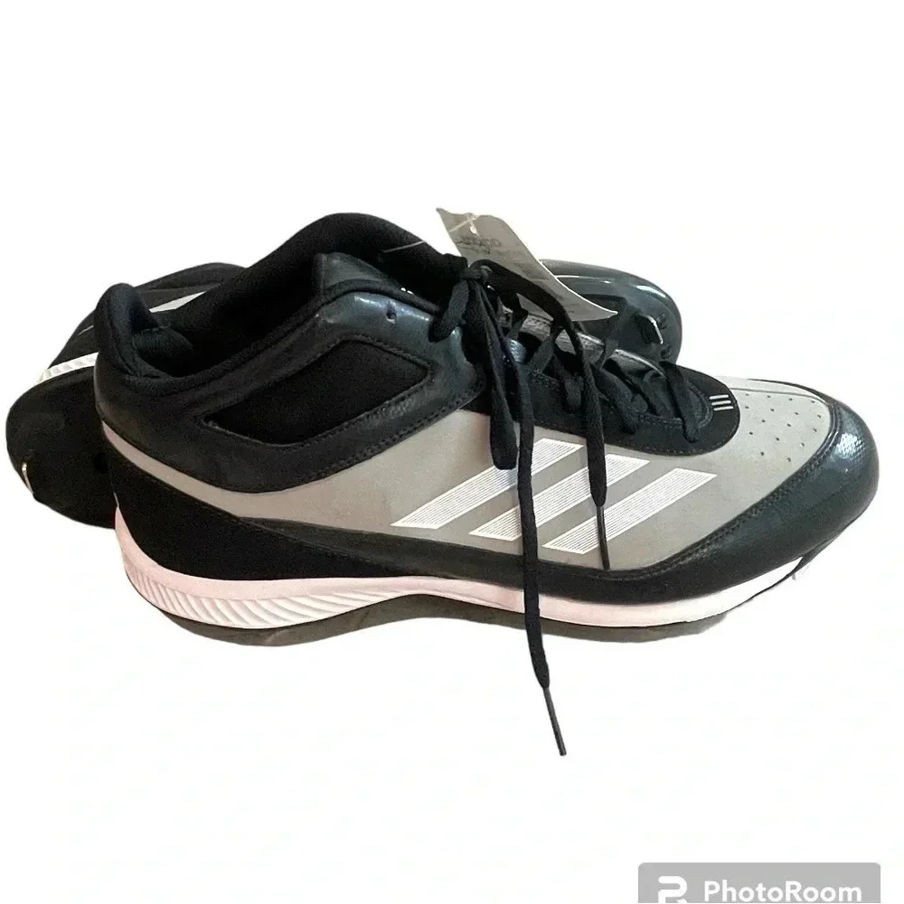 Adidas Xtra Bases 2 Metal Baseball Cleats Mens Size 13 Black Gray NWT Mid Top